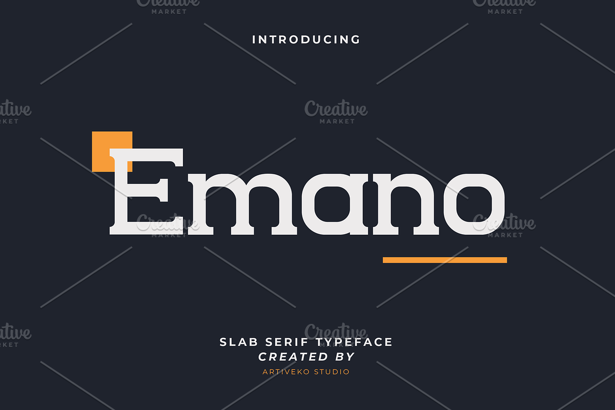 Emano Slab Serif Font, a Slab Serif Font by Artiveko (Photo 1 of 7)