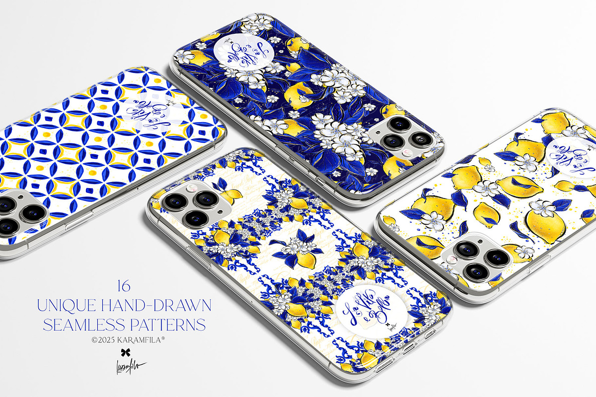 Amalfi Lemons & Mediterranean Tiles, a Pattern Graphic by KaramfilaS (Photo 15 of 23)