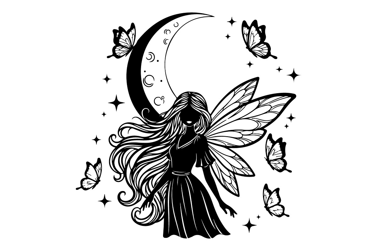 Fairy Moon Butterfly Silhouette, an Object Illustration by Gaye Art (Photo 27 of 31)