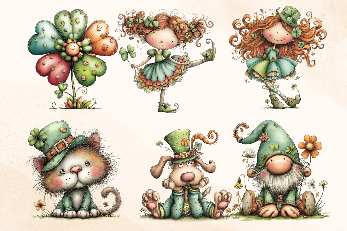 Whimsical St Patrick Day Elements, a Seasonal Illustration by GiraffeCreative (Photo 4 of 19)