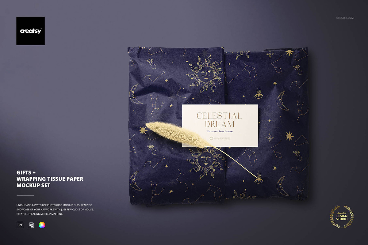 Gifts Wrapping Tissue Paper Mockup, a Packaging Mockup by creatsy5 (Photo 1 of 24)