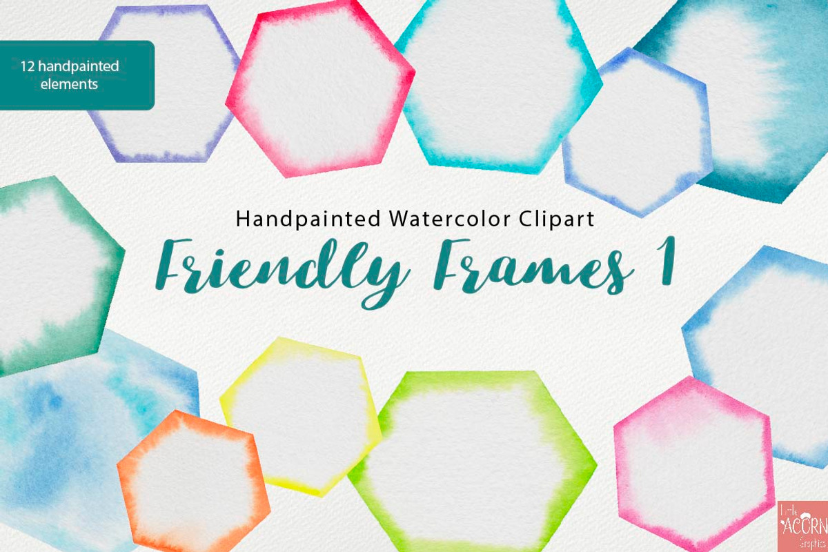 Watercolor Friendly Frames Bundle, an Object Graphic by LittleAcornGraphics (Photo 2 of 10)