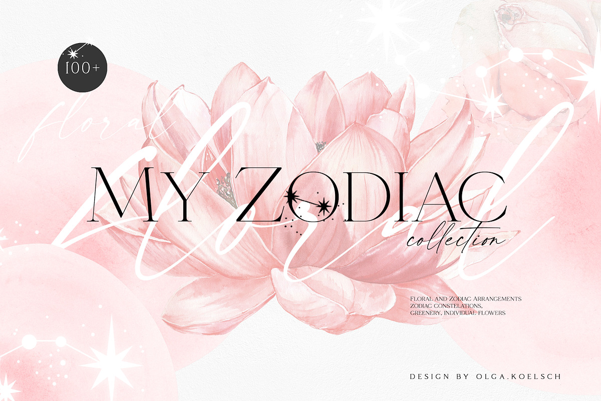 Watercolor Floral Zodiac, an Object Illustration by Olga Koelsch (Photo 1 of 9)