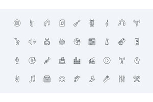 Audio music voice record play icons, an Object Illustration by Lemberg Vector
