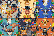 Seamless pattern of watercolor bulls, an Animal Illustration by Watercolor fantasy (Thumbnail 5 of 6)