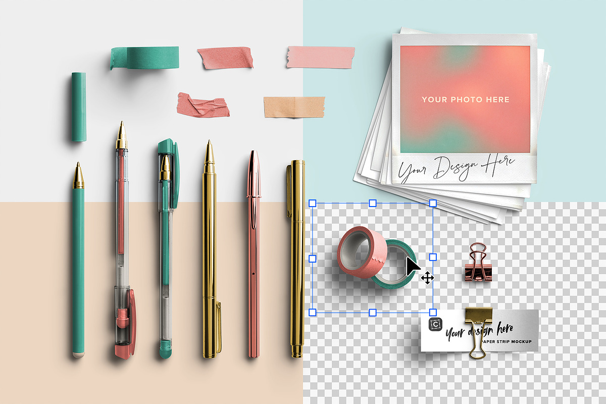 Marina Pens and Washi Pack, an Advertising Mockup by Custom Scene (Photo 4 of 10)