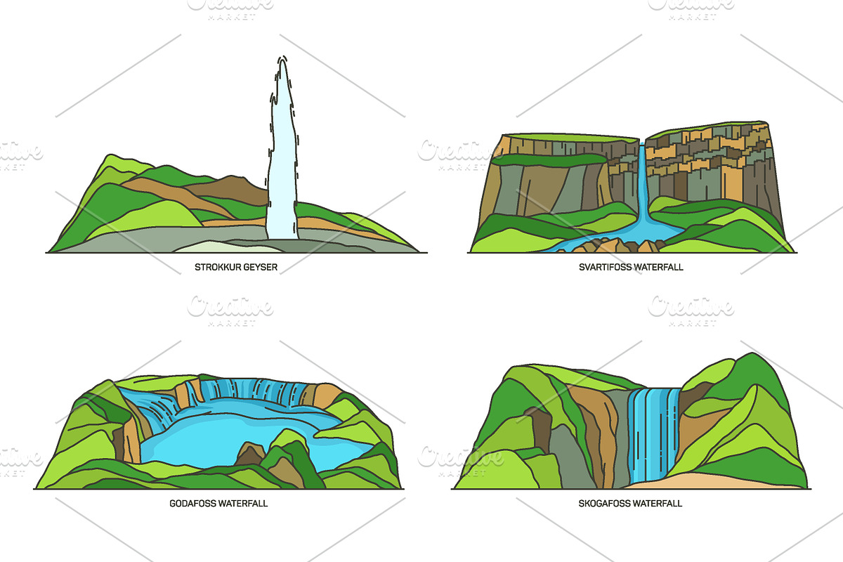 Nature sights of Island in line, an Illustration by GenziWorkshop (Photo 4 of 12)