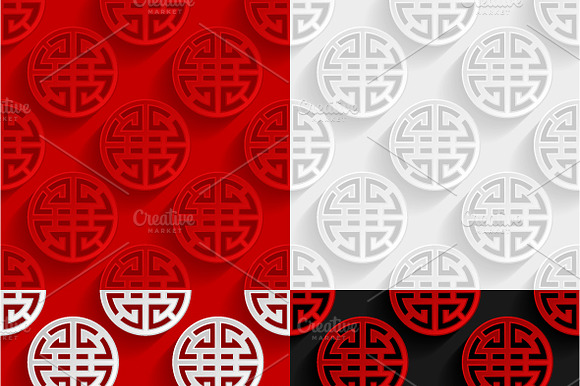 Set of Chinese seamless patterns preview 2