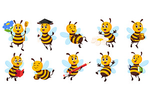 Cartoon honey bee characters, an Animal Illustration by Buch&Bee