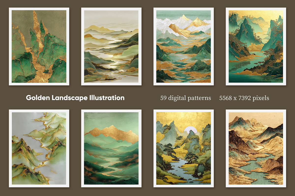 Golden Landscape Illustration, a Decorative Illustration by Housui Patterns (Photo 7 of 10)
