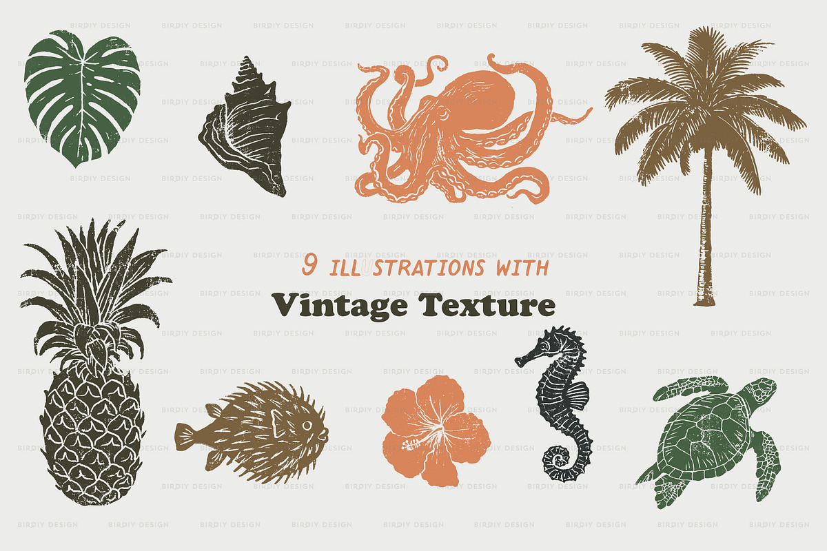 Vintage Tropical Illustrations, an Object Graphic by BirDIY Design (Photo 2 of 8)