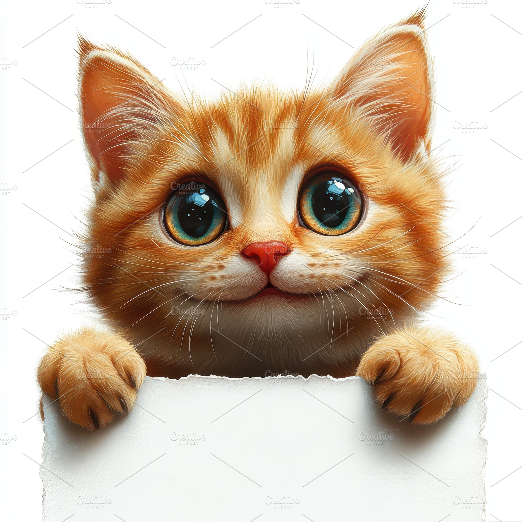 Adorable ginger kitten holding blank, an Animal Photo by Pixeness Studio
