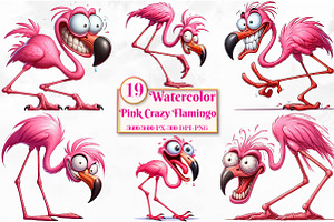 Watercolor Pink Crazy Flamingo PNG, a Work Illustration by Craft Nest