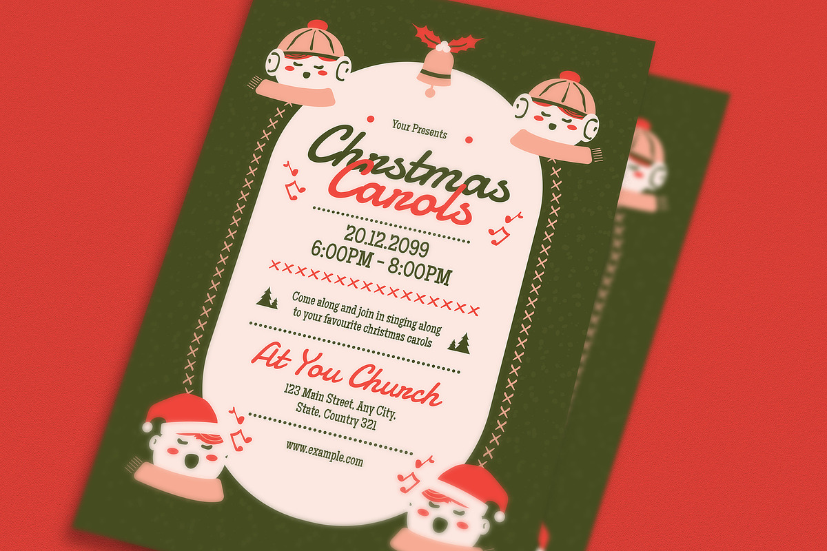 Retro Christmas Carol Event Flyer, a Flyer Template by Guuver (Photo 2 of 3)