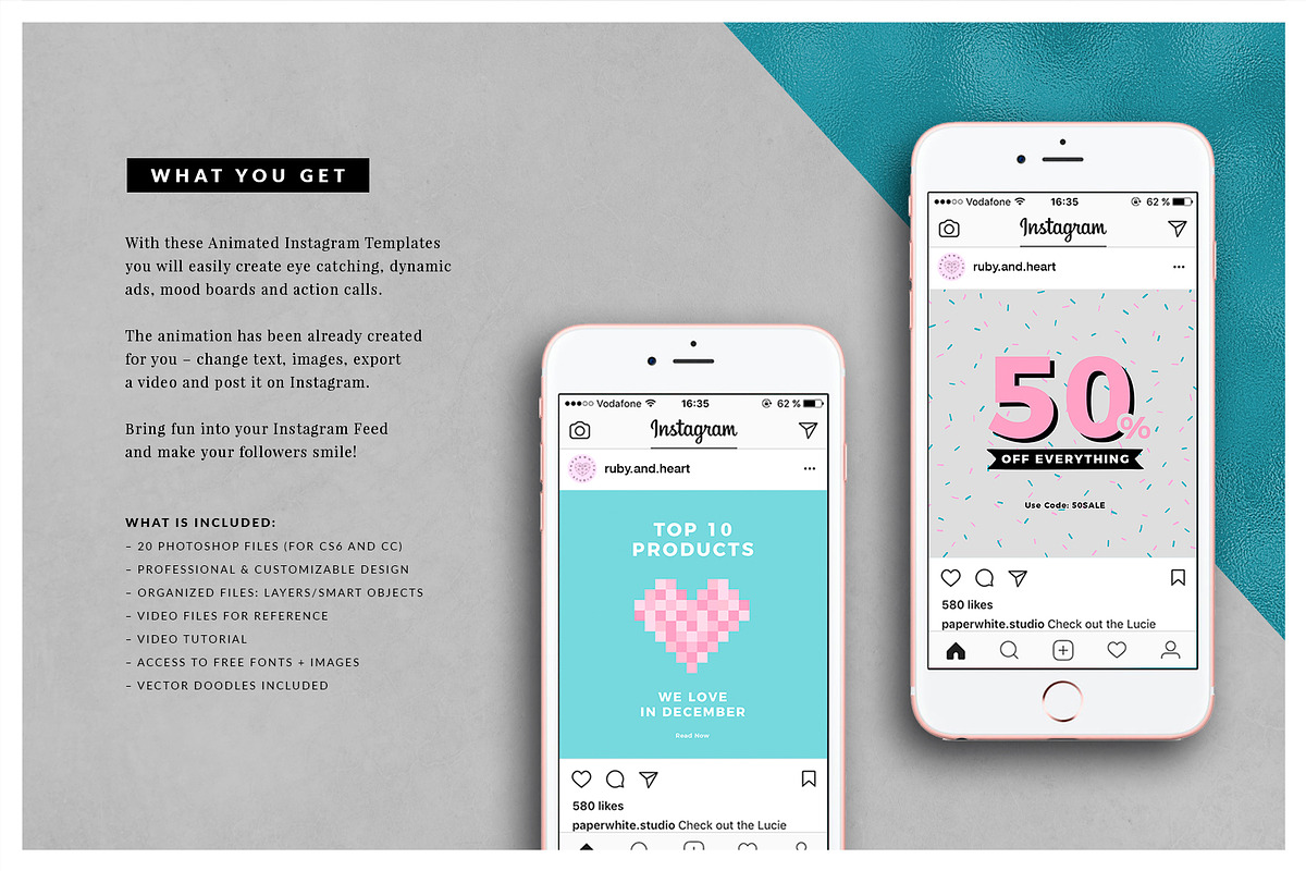 ANIMATED Playful Instagram Posts, a Social Media Template by Ruby&Heart Studio (Photo 2 of 10)