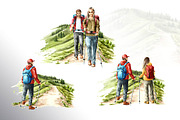 Let's Hiking! Watercolor set, a Person Illustration by Daria Ustiugova (Thumbnail 2 of 13)