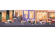 Cafe terrace with people at tables, a Food Illustration by PaperTrident (Thumbnail 1 of 2)