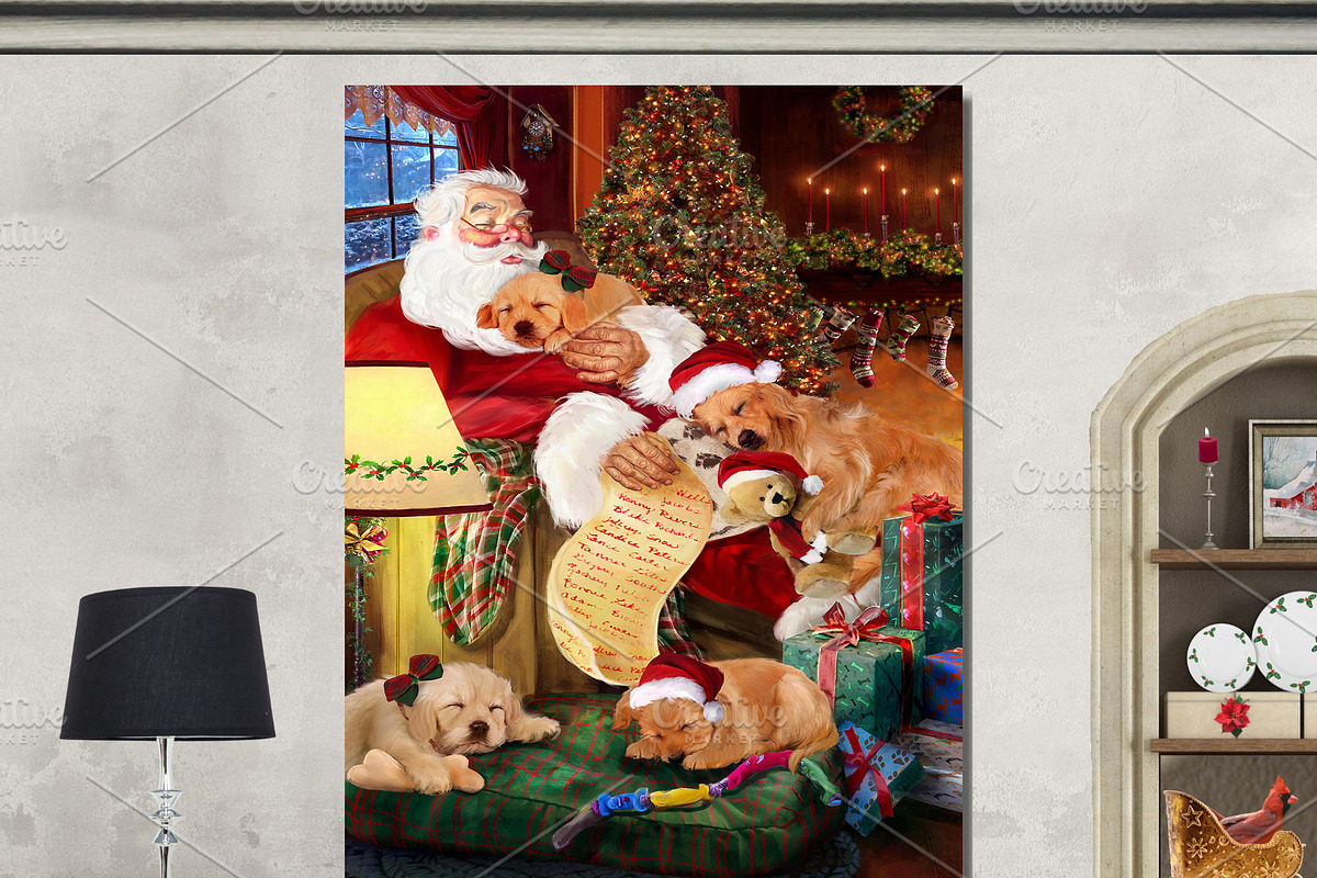 Santa Golden Retriever Dog Wall Art, an Animal Illustration by Art Paradise Studios (Photo 2 of 3)