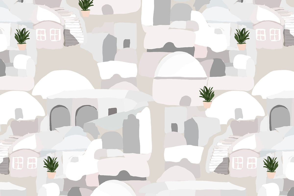 Island greek houses white grey, a Pattern Graphic by Cotton Melon pattern Shop (Photo 3 of 5)