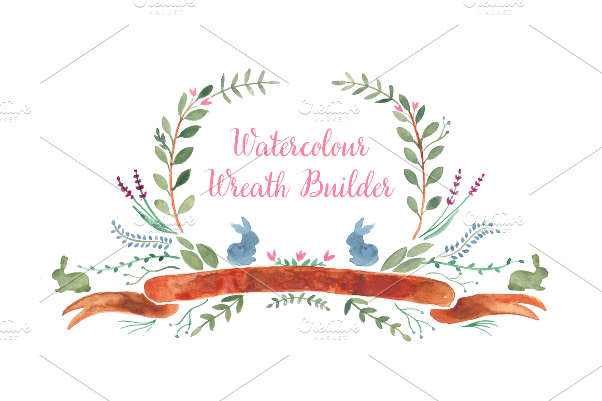 Watercolor Wreath Builder, an Illustration by Susan Brand Design (Photo 1 of 2)
