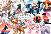 Dog Silhouette Love Summer Clipart, an Illustration by Designking (Thumbnail 1 of 4)