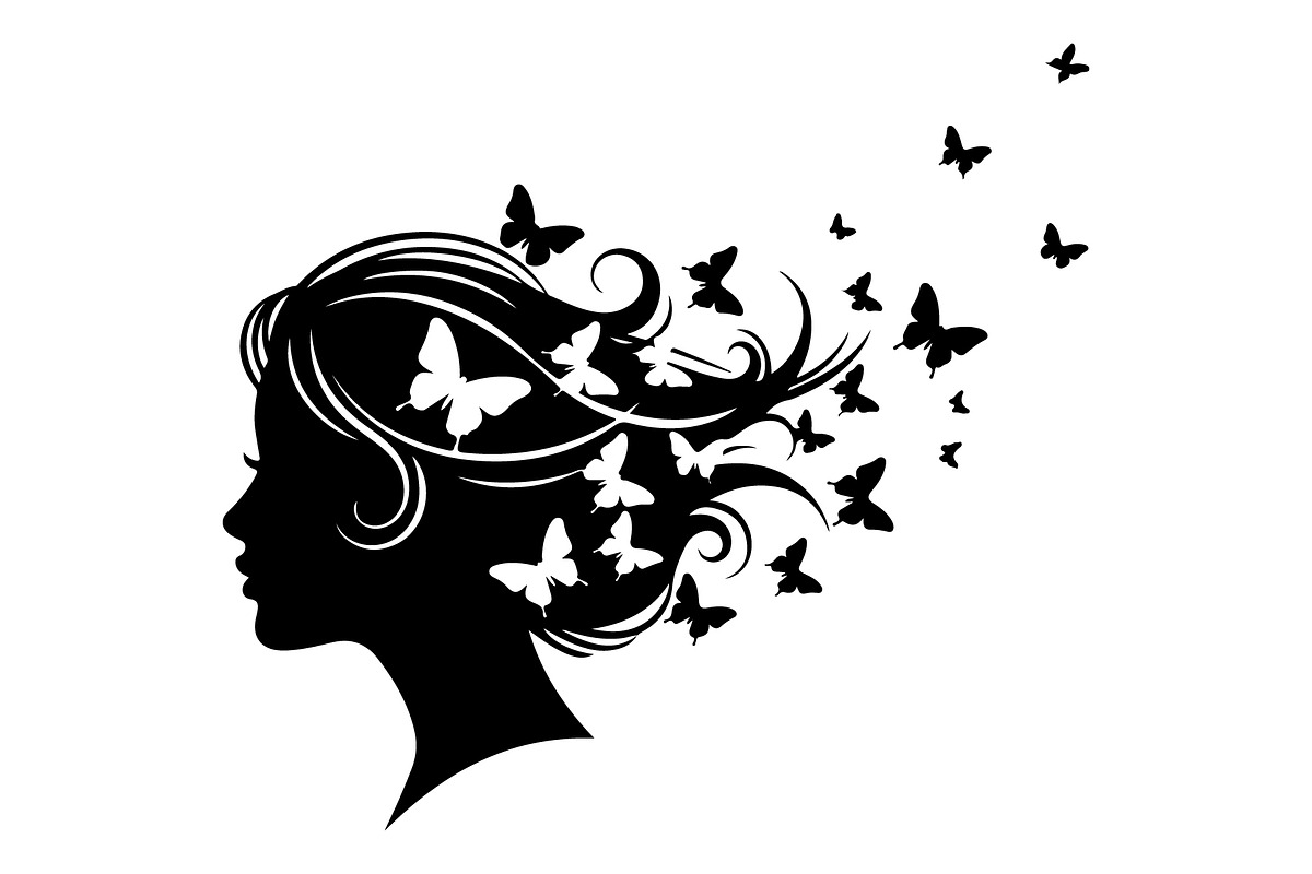 Woman Butterfly Hair Silhouette, an Object 3D Model by yasushie (Photo 4 of 31)