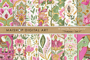 Vibrant Pink & Green Indian Patterns, a Pattern Graphic by Maishop (Thumbnail 1 of 3)