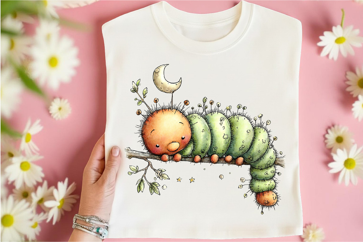 Whimsical Spring Caterpillar Clipart, an Illustration by Libby Wishes (Photo 3 of 8)