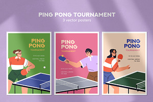 Ping-pong tournament posters set, a Sport Illustration by Good Studio