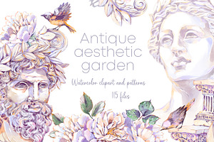 Antique Aesthetic Garden Watercolor