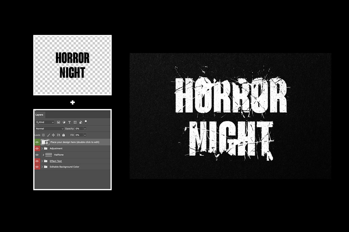 Broken Text Effect, a Layer Style Add-On by dokudokunomi (Photo 2 of 3)