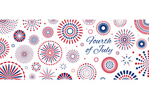 Fourth of July blue, red fireworks, a Seasonal Illustration by sceptical cactus