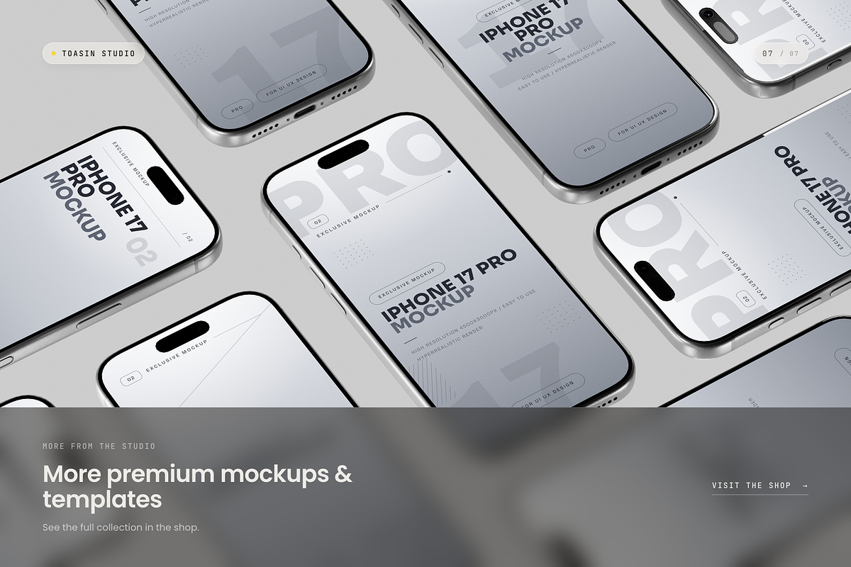 iPhone 17 Pro Mockup, an iPhone Mockup by Toasin Studio (Photo 7 of 7)