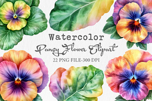 Watercolor Pansy Flower Clipart, an Illustration by Libby Wishes