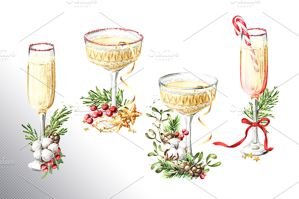 Festive Champagne, a Food Illustration by Daria Ustiugova (Photo 6 of 10)