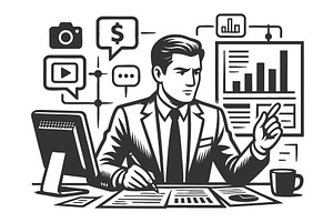 Digital Marketing Strategy Planning, a Person Illustration by AlexArt