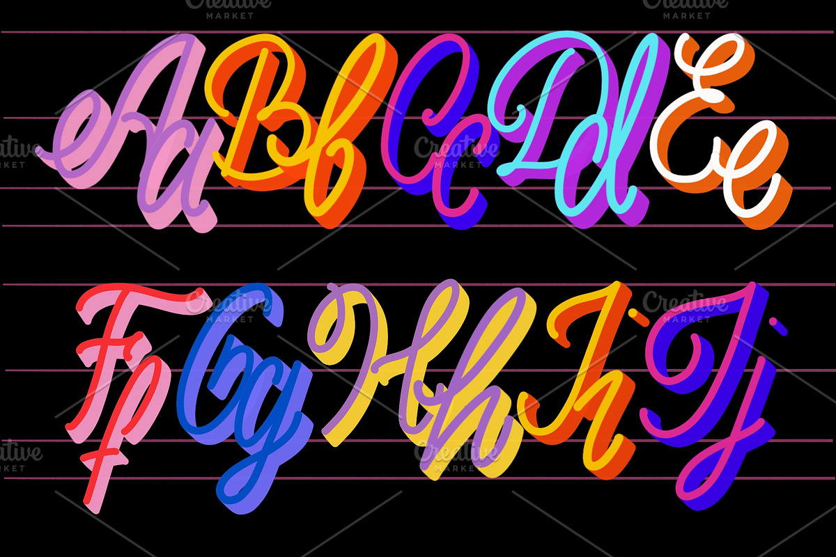 DuoTone Procreate Alphabet Brushes, a Brush Add-On by byJuliaKors (Photo 4 of 5)
