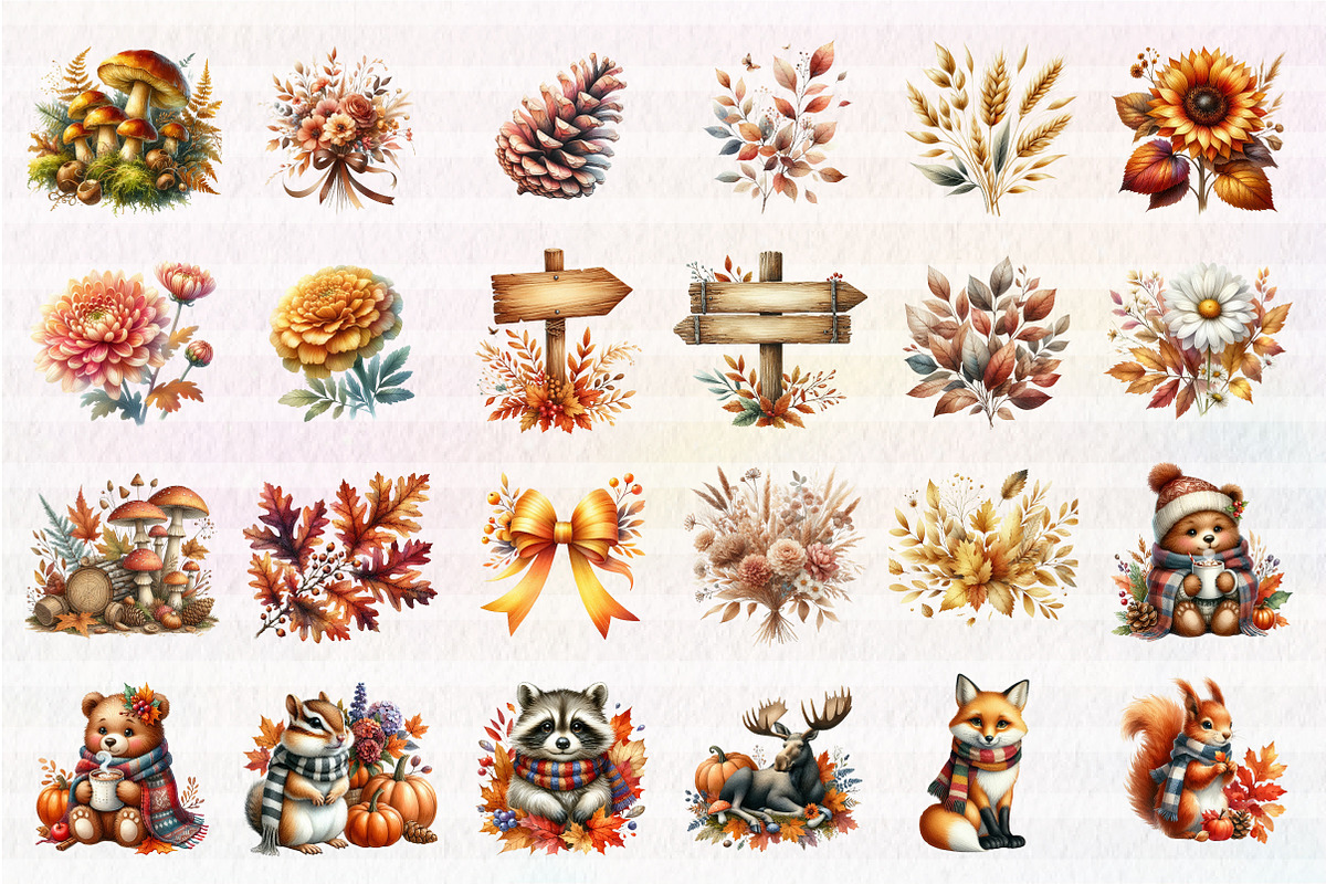 Autumn Animals Clipart, an Illustration by CreationArt (Photo 3 of 5)