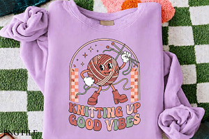 Knitting Up Good Vibes Yarn Ball PNG, a Seasonal Illustration by CrexoraLab