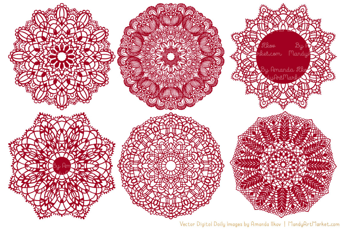 Ruby Vector Doilies & Doily Clipart, an Illustration by Amanda Ilkov (Photo 3 of 4)