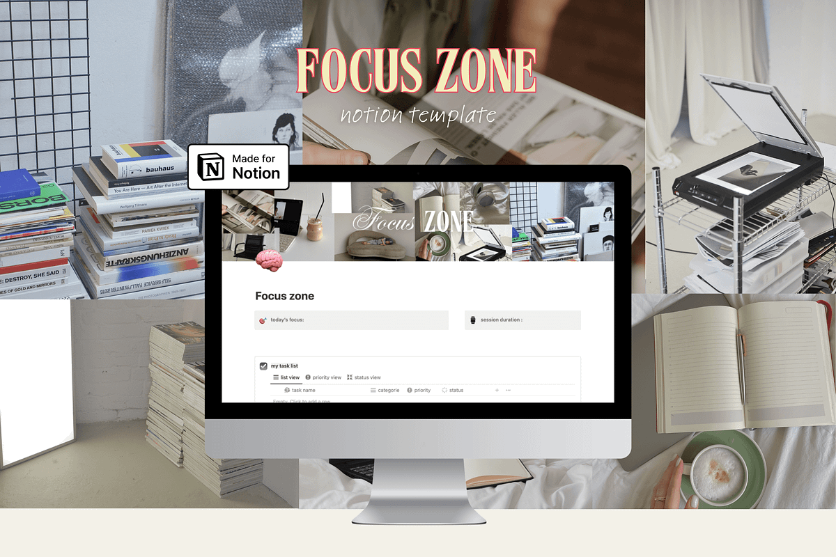 Focus zone - Notion template, an App Template by Iasan Design (Photo 2 of 6)