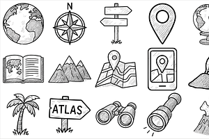 Geography Exploration Icons, an Object Graphic by nikagraphic