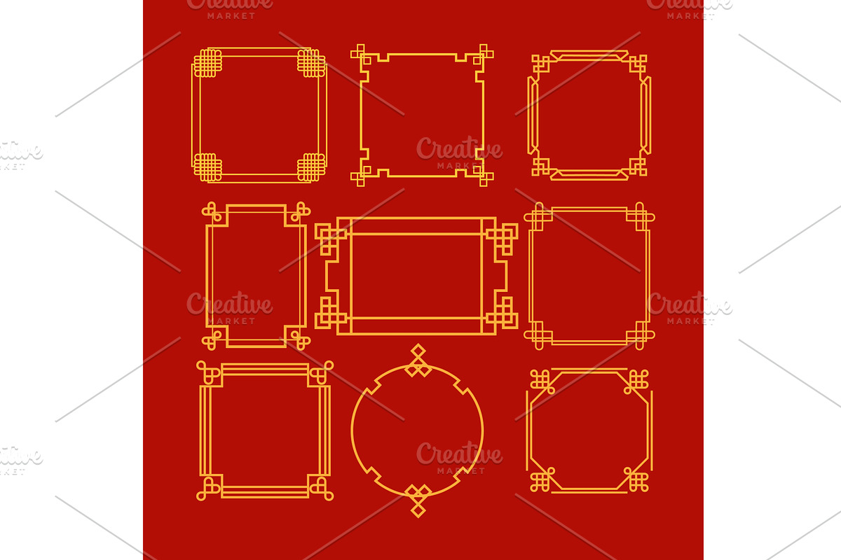 chinese frame border set cartoon, an Object Illustration by pikepicture