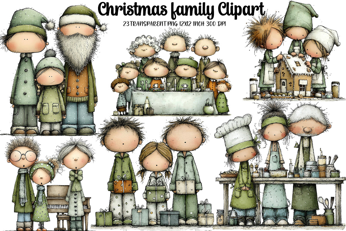 Christmas family Clipart, an Illustration by DreamArtGraphic (Photo 1 of 5)