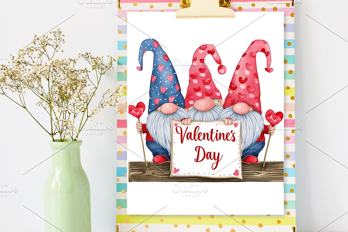 Love Gnomes Clipart Valentine's Day, a Seasonal Illustration by VetalStock (Photo 3 of 6)