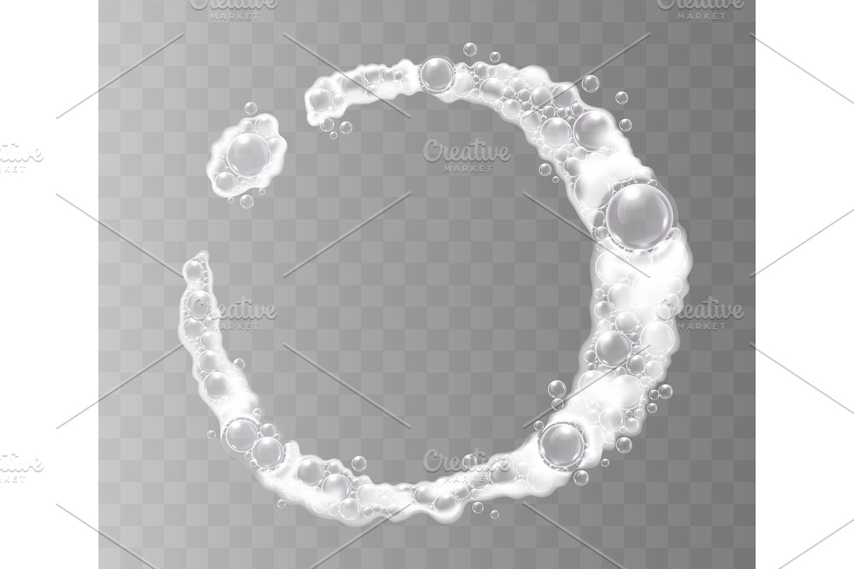 Realistic white soap ring foam shape, an Illustration by Yayasya