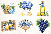 Blue Summer Mediterranean Clipart, an Illustration by DreamCafeArt (Thumbnail 3 of 7)