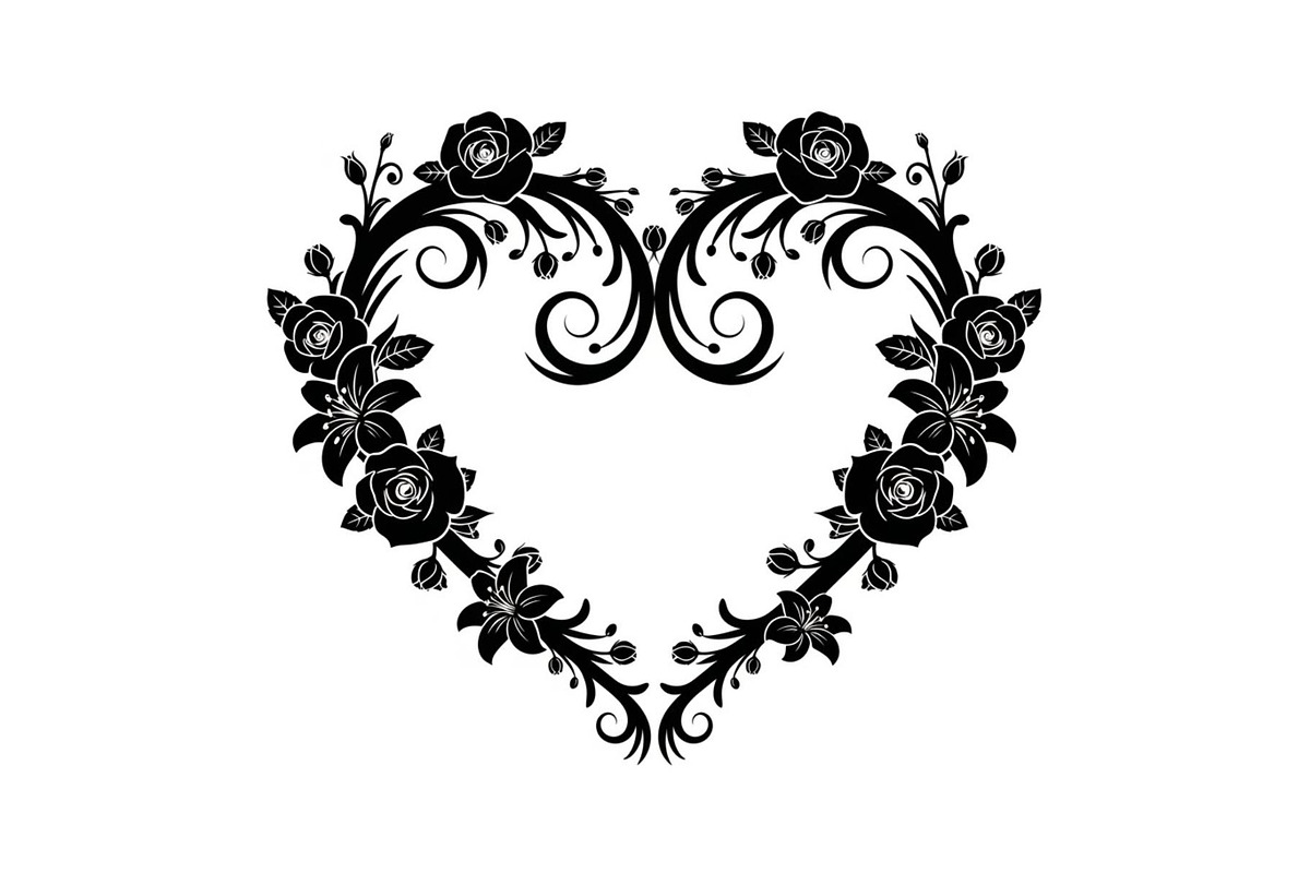 Floral Heart Frame Silhouette Pack, an Illustration by Artivon (Photo 9 of 49)