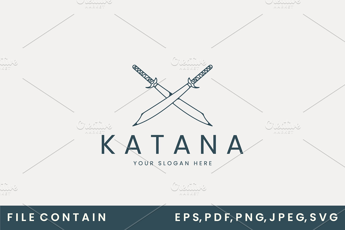 katana logo line art vector, a Branding & Logo Template by SD 22