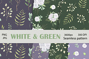 White & Green  boho flowers clipart, a Decorative Illustration by Nebbia (Thumbnail 9 of 11)